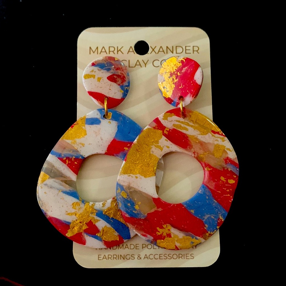 Mark Alexander Clay Co Kendall Independence with Gold Flakes Earrings